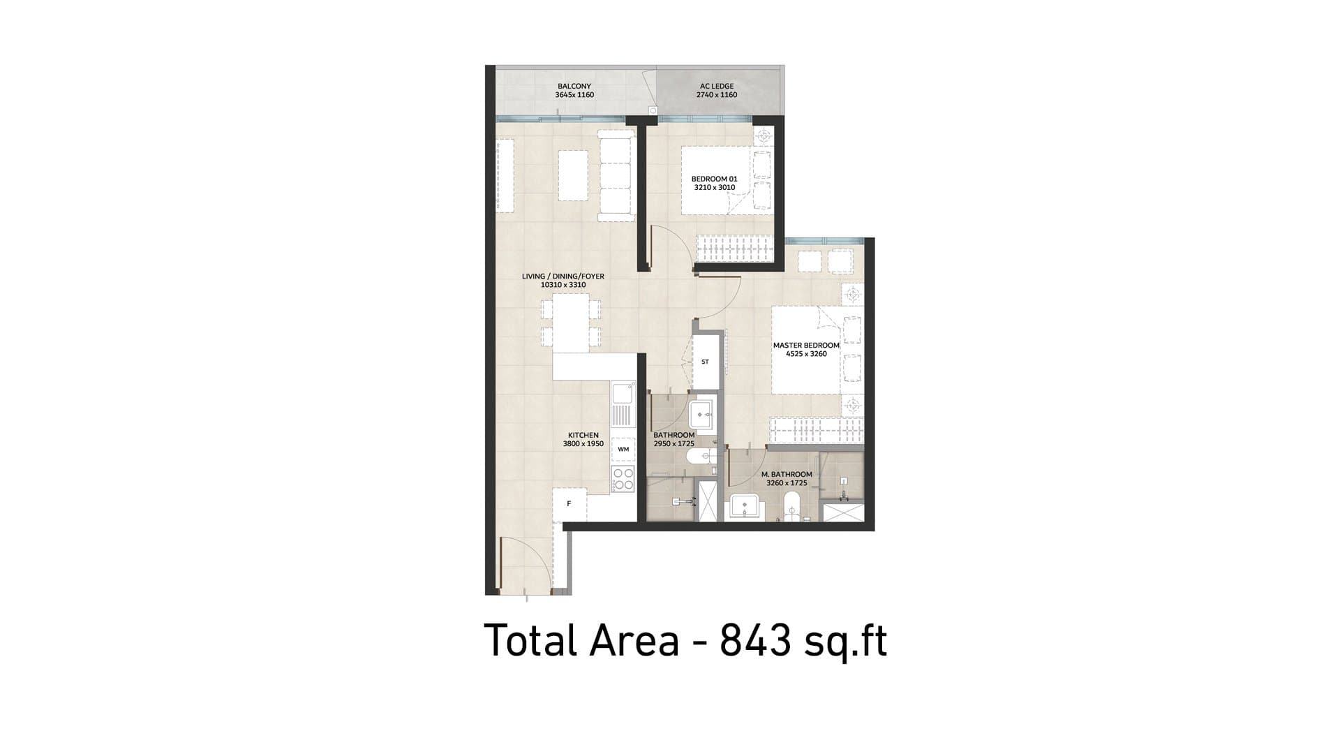 Type B6 — 2 Bedroom floor plan